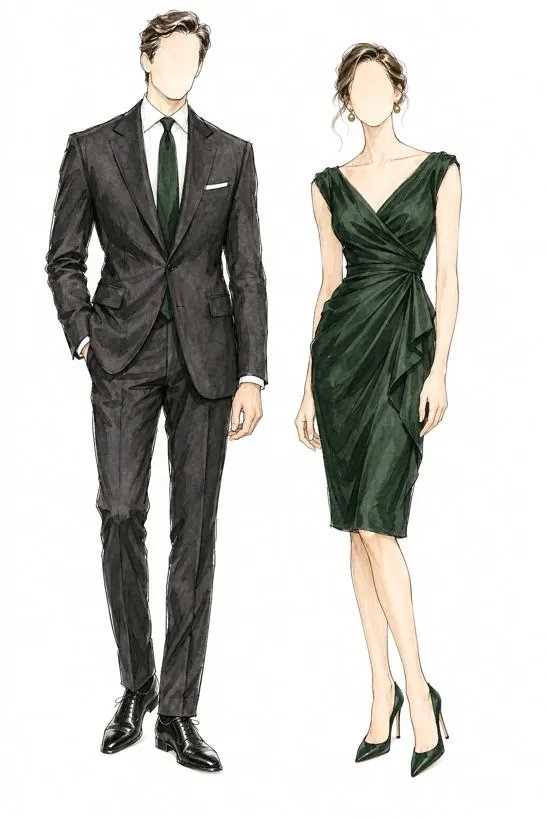 Sketch of cocktail attire